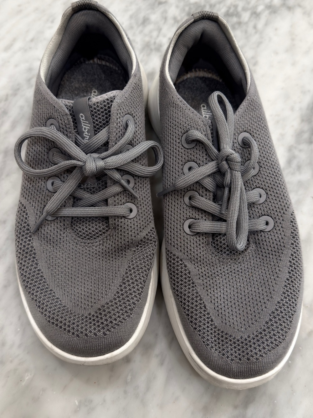 allbirds Men's Gray Knit Lace-Up Sneakers
